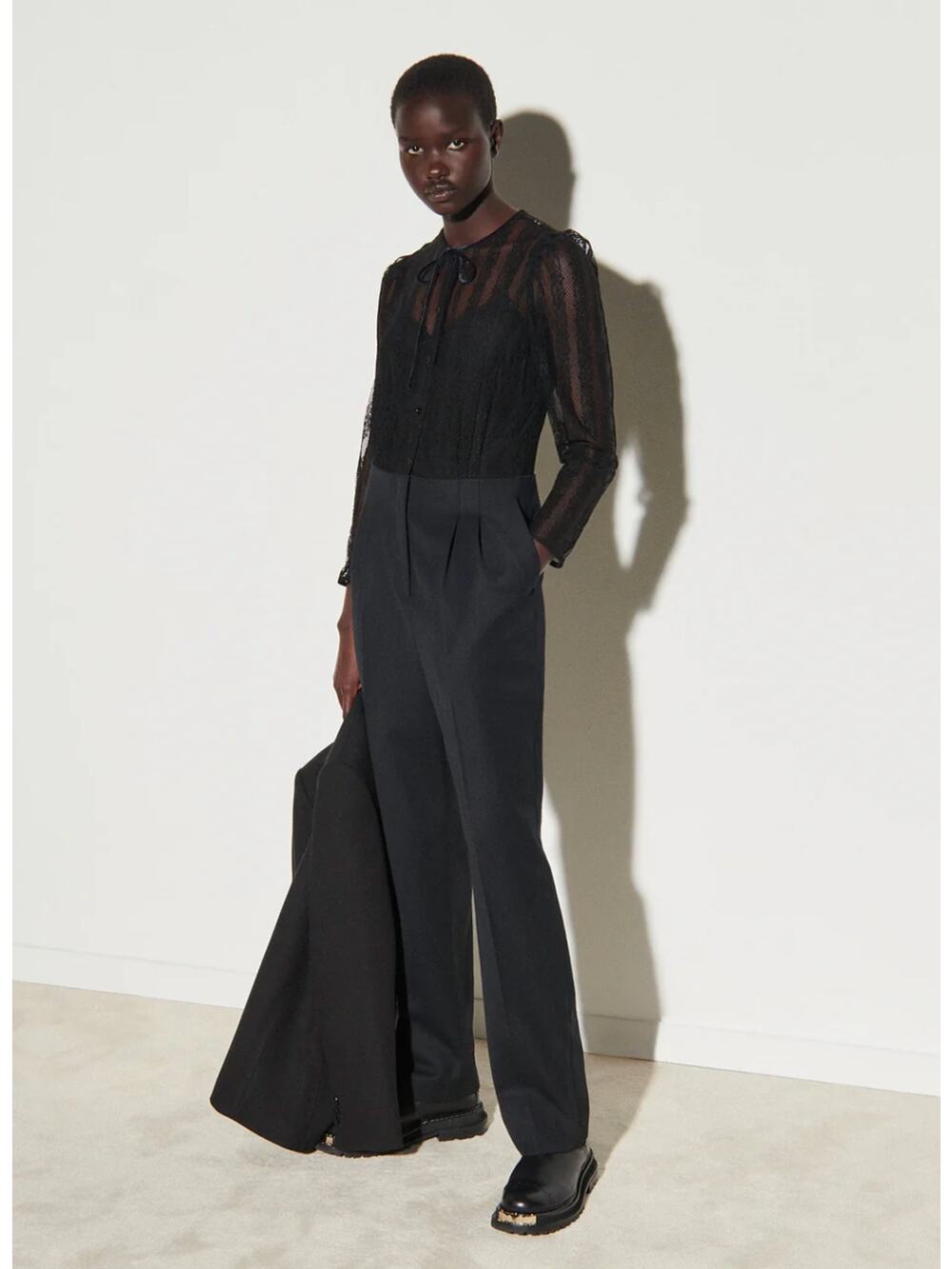 SANDRO Combination IZE Black Lace Top Jumpsuit